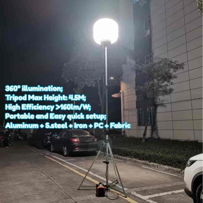 Illuminazione a 360° 60W 100W 120W 320W Pallone a LED senza riflessione su treppiede per cantieri