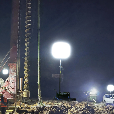 Lumi di palloncino all'aperto a LED a tre ruote a manica 600W Torre luminosa mobile per appaltatore