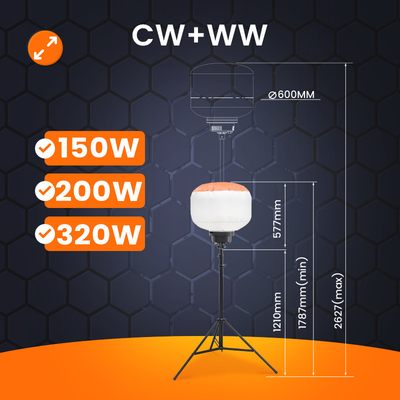 Lampade portatili a sfera a LED 320W torre di luci diesel per illuminazione temporanea