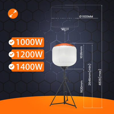 Alta potenza LED Telescoping Light Tower 1400W Balloon Outdoor Tower Lampade per industriali